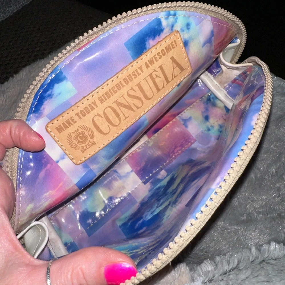 Consuela Coral and Gold Snakeskin makeup Pouch - Picture 5 of 5